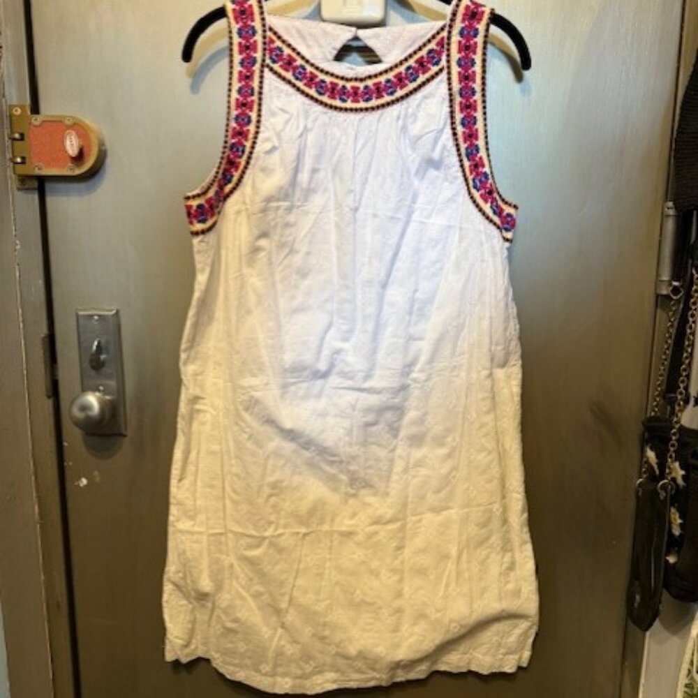 Retro Embroidered Dobby-Pattern Shift Mini Dress … - image 2